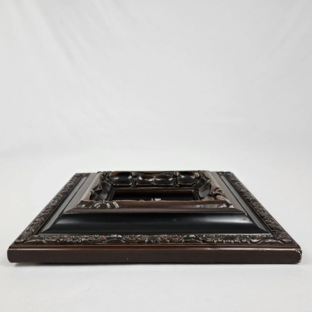 Vintage Bombay Deep Well Picture Frame Carved Mahogany 4x6 Ornate